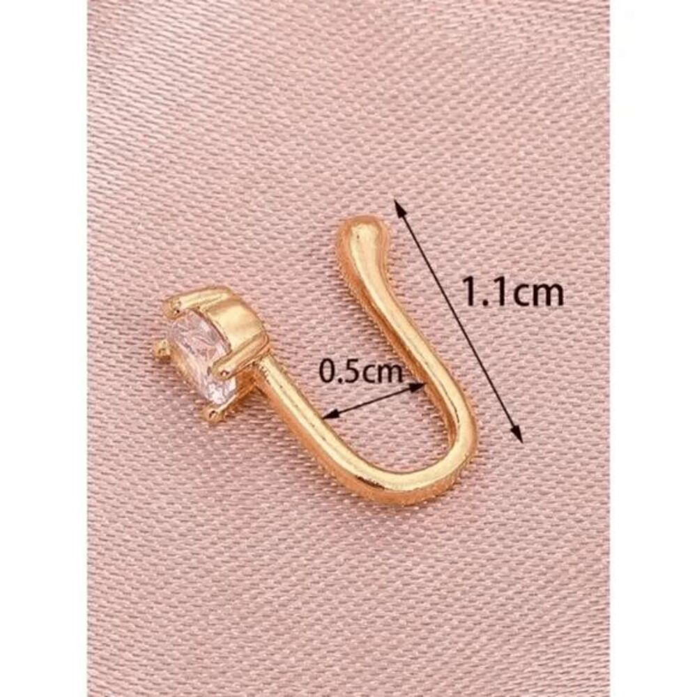 GOLD DIAMOND NOSE RING CUFF - Picture 5 of 6